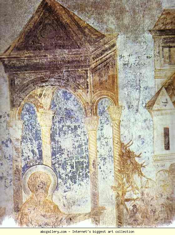 Photo:  Cimabue. Healing of a Sick Man. Detail. Fresco. Basilica in San Francesco, Assissi, Italy